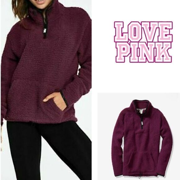 Victoria’s Secret PINK Plum Sherpa Sweatshirt S - Picture 2 of 12